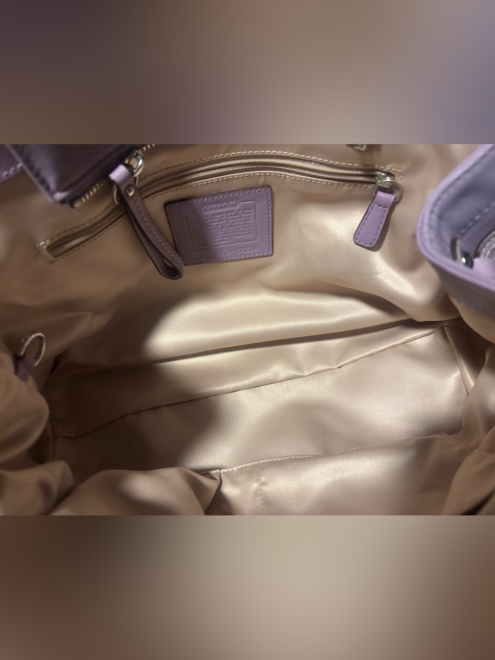 Coach Carly Carryall Lavender Leather Shoulder Bag - Picture 8 of 8